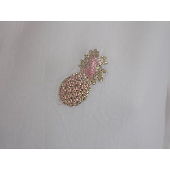 DKNY peplum blouse long sleeve embroidered pineapples size Small NEW - Picture 7 of 12